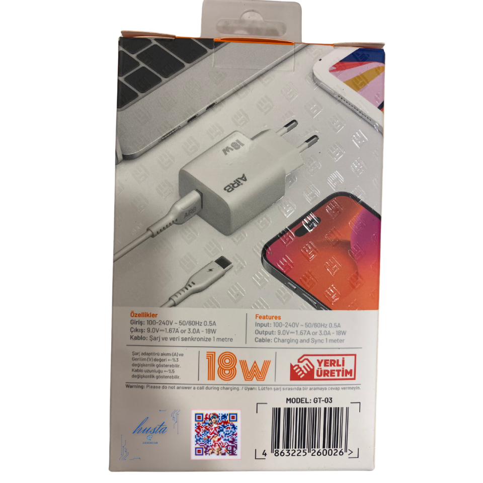 AirB 67W Hızlı Şarj Adaptörü ve Type-C Kablo | Qualcomm Quick Charge Destekli''