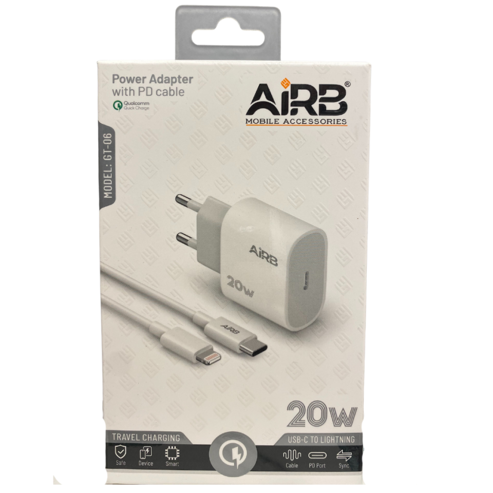 ''AirB 20W Type-C to Lightning Hızlı Şarj Adaptörü | iPhone ve iPad Uyumlu PD Destekli Şarj Cihazı''