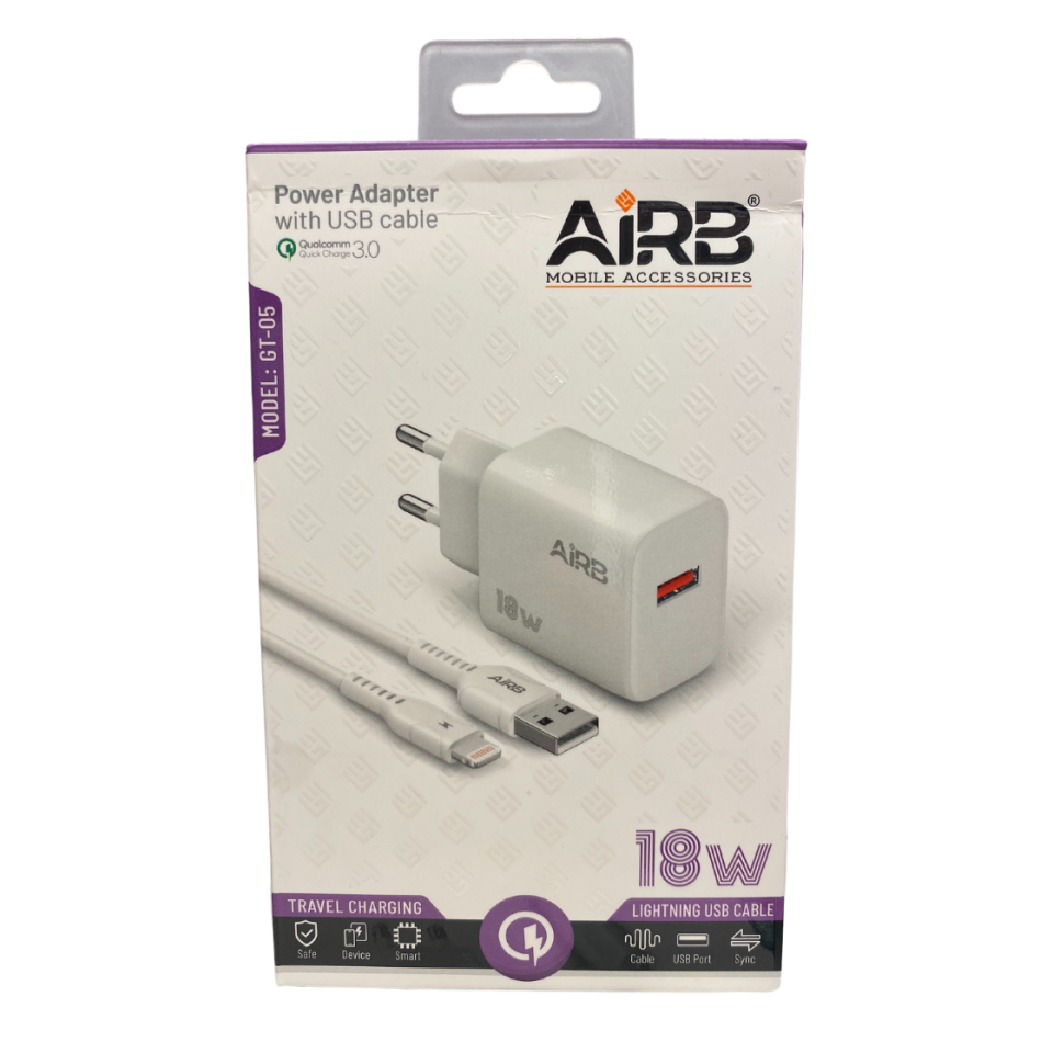 AirB 18W USB to Lightning Hızlı Şarj Adaptörü | iPhone ve iPad İçin Güvenli ve Hızlı Şarj Çözümü